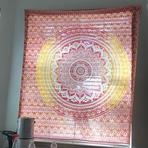 Hippie orange and red wall tapestry